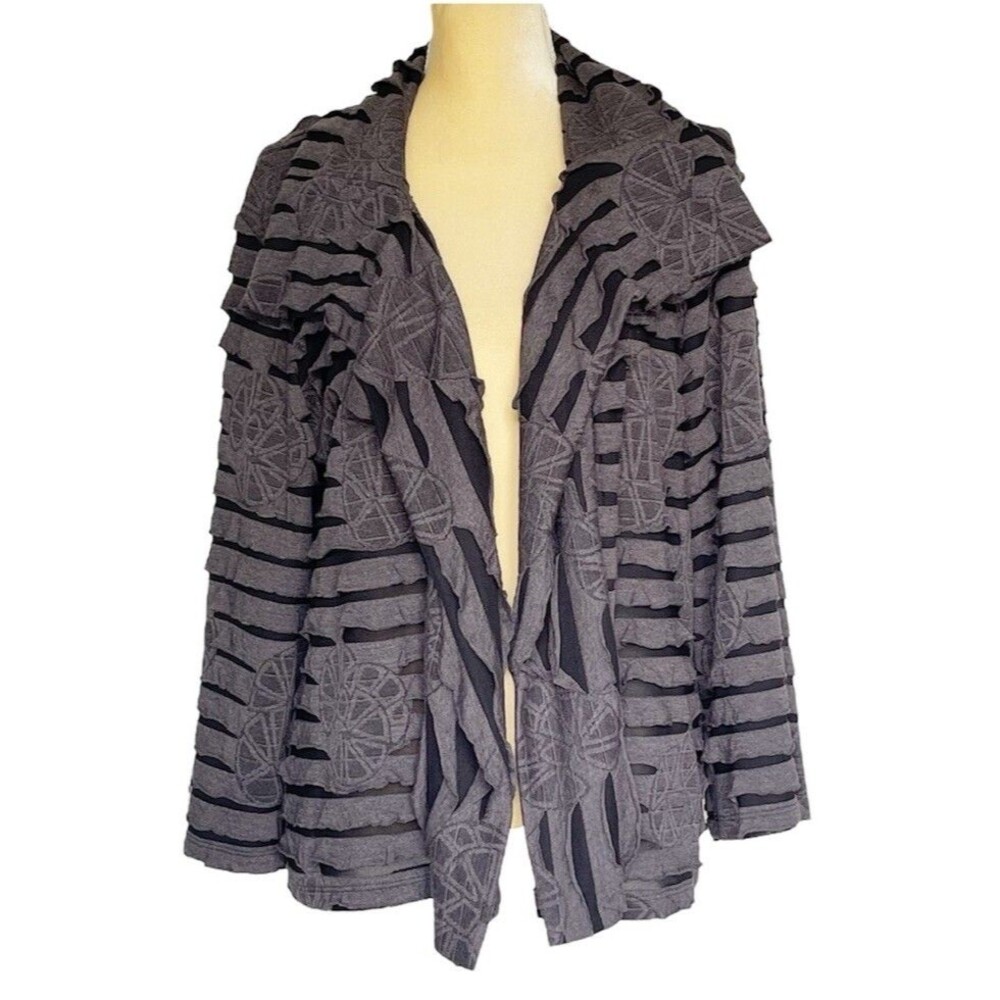 Women’s Sweater Draped Cardigan Size Large Gray Long Sleeve - Picture 2 of 16